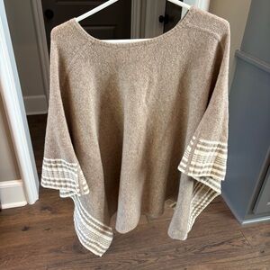Splendid Beige and White Poncho Sweater